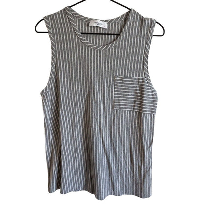 Carly Jean LA Womens Sz S Tank Top Blouse Gray White striped