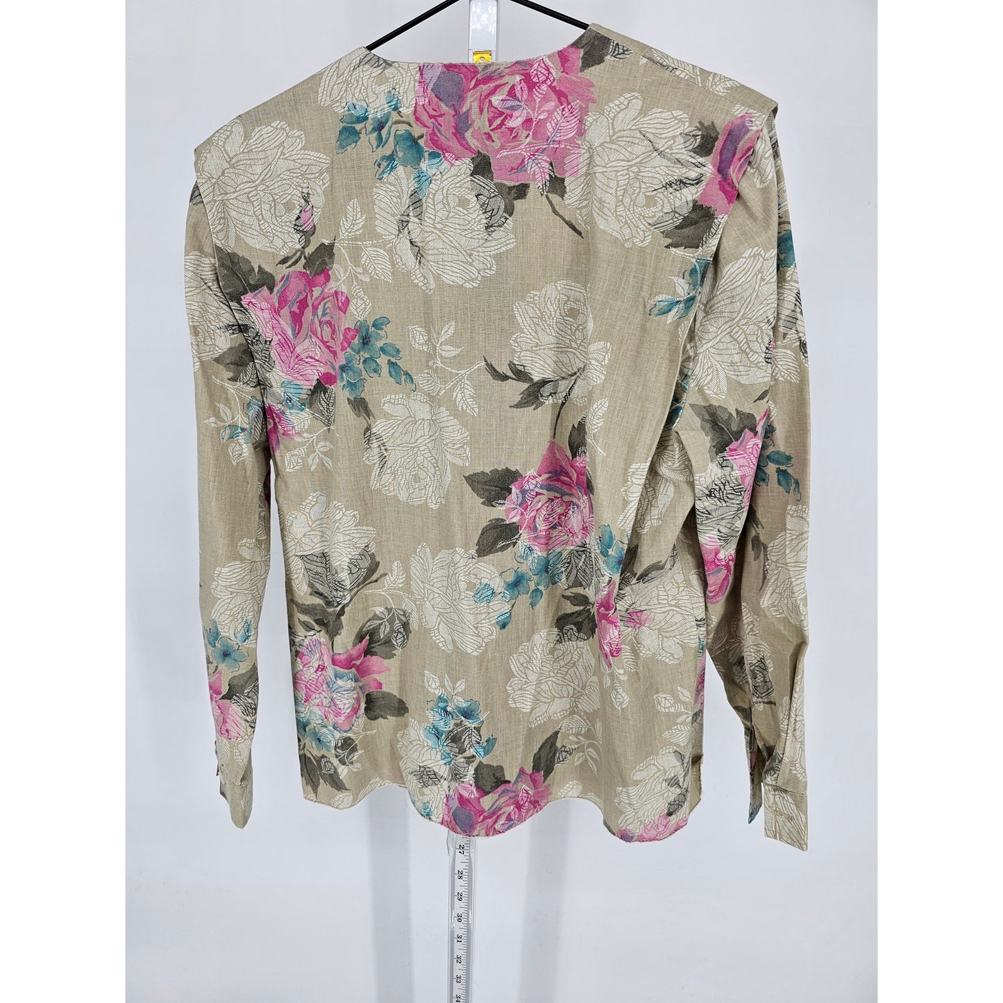 Vintage 1960s Womens Sz L Buton Blazer Kacet Beige Floral High Neckline