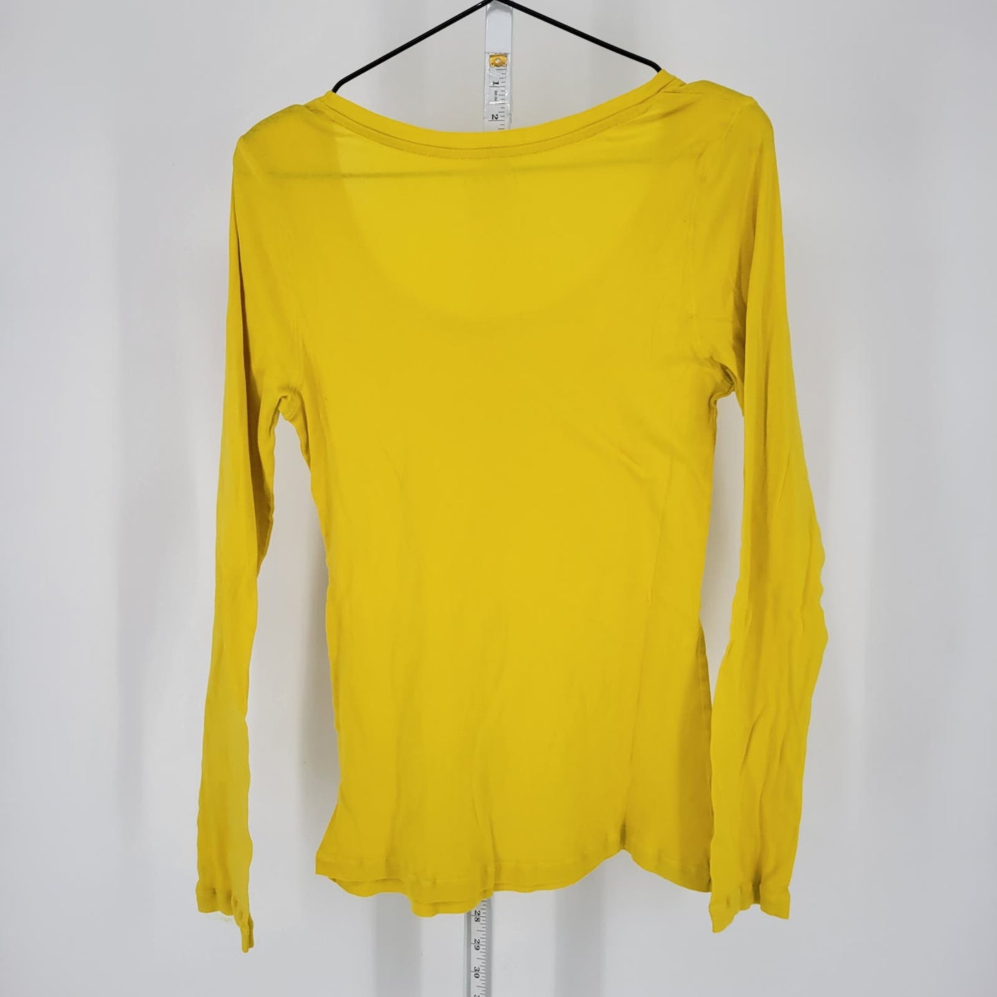 Old Navy Womens Sz L Long Sleeve Scoop Neck T Shirt Bright Yellow 100% Cotton