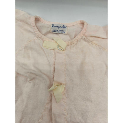 Vintage 1940s Honeysuckle Baby Girls Sz 12M Short Sleeve Pajama Nightgown Pink
