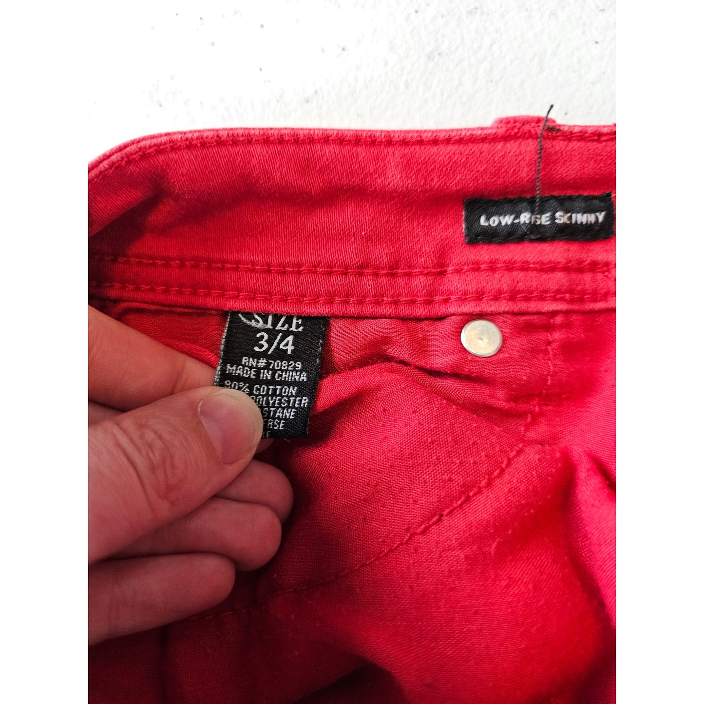 Rue 21 Juniors Sz 3 Low Rise Skinny Jeans Bright Red Y2K