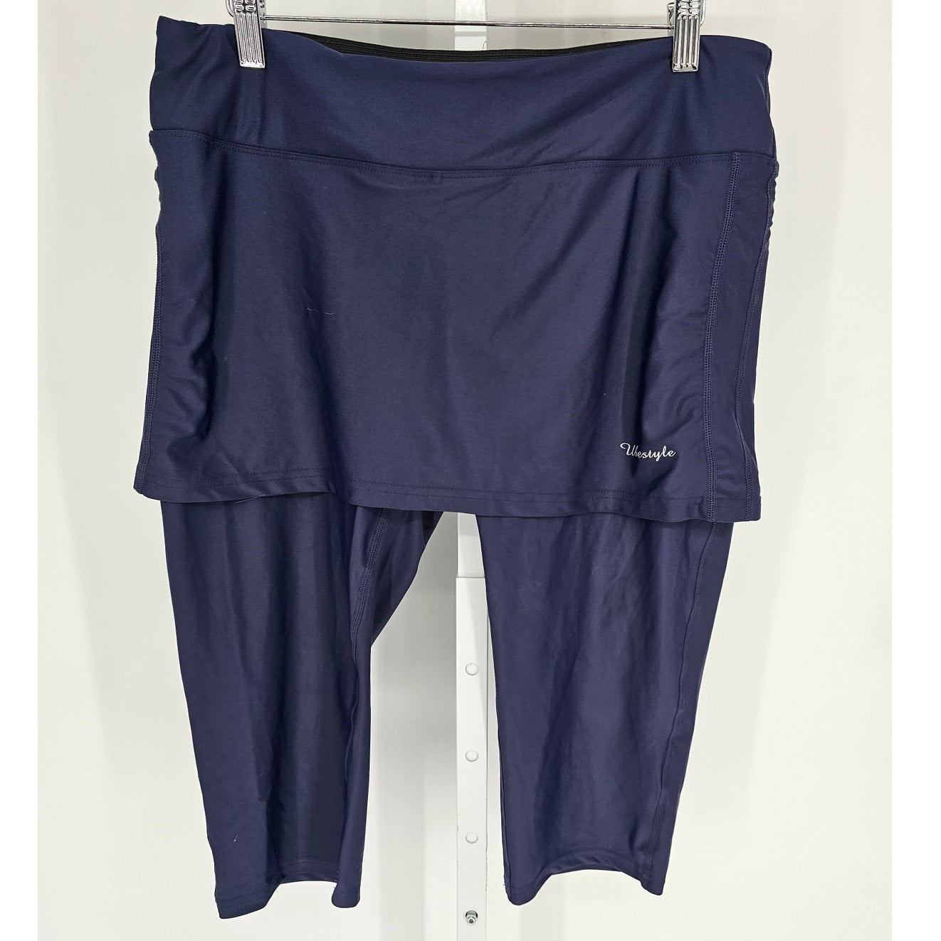 Skirted Legging Skort Womens sz L Navy Blue Tennis Legging UPF 50+