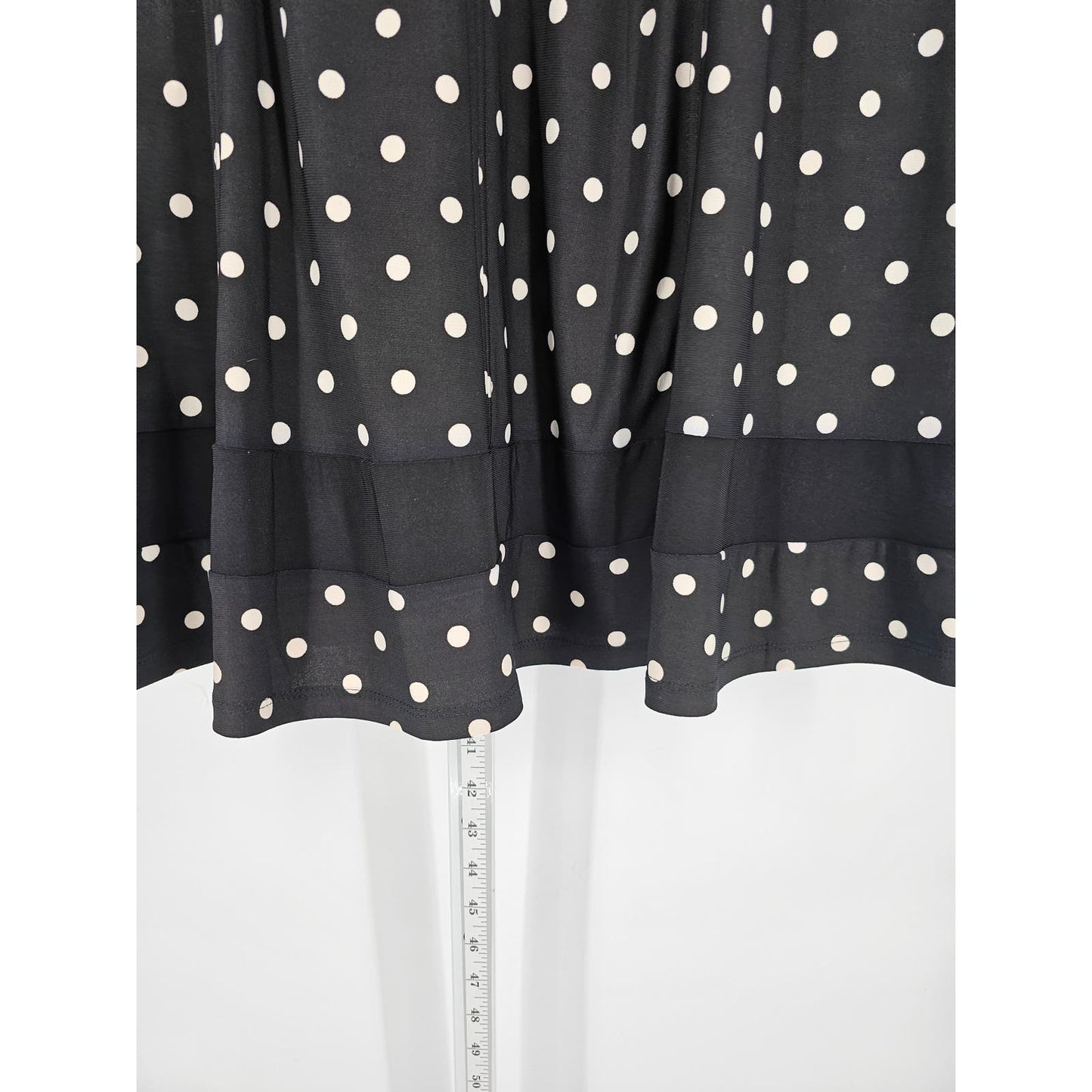 American Living Womens Sz 14 Knee Length Dress Black White Polka Dot Pinup NEW