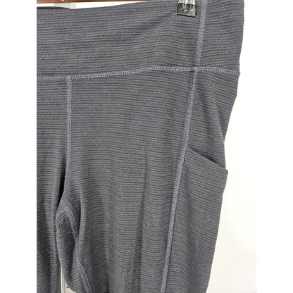 Lucy Tech Womens Sz L Full Length Compression Athletic Leggings Gray w/ Pockets