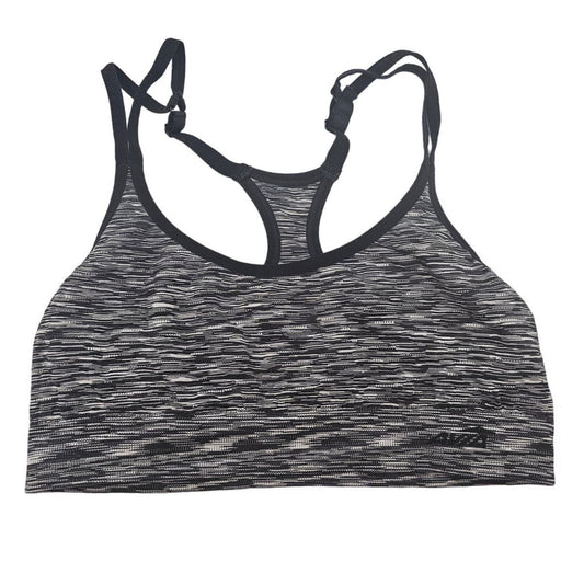 Avia Womens Sz L Racerback Sports Bra Black White Spacedye