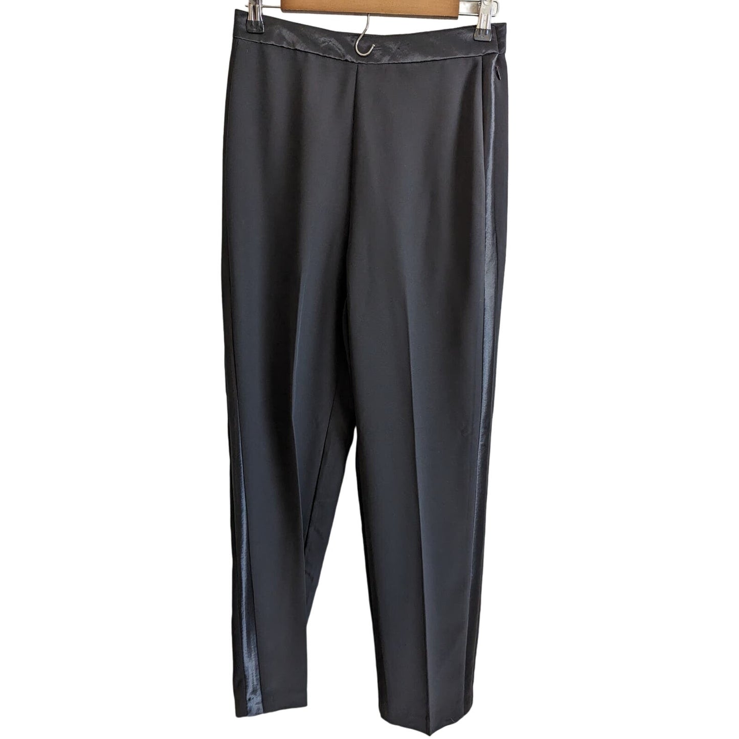 Vintage J Ribkoff Couture Sz 8 Straight Leg Black Career Pants Satin Stripe