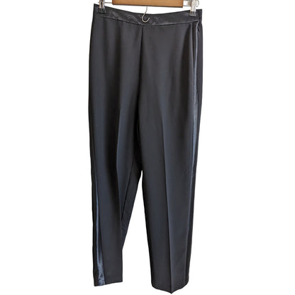 Vintage J Ribkoff Couture Sz 8 Straight Leg Black Career Pants Satin Stripe