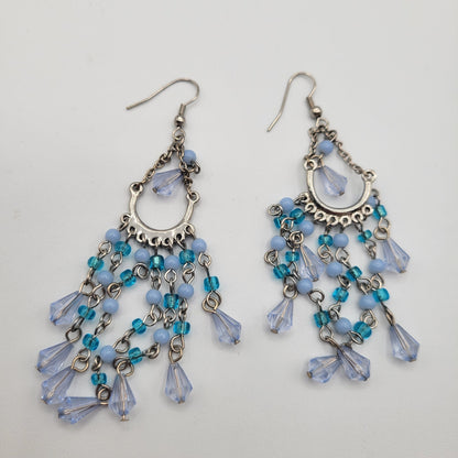 Vintage BARCS Silver TONE Amber Orange Glass CABOCHON Clip ON Earrings