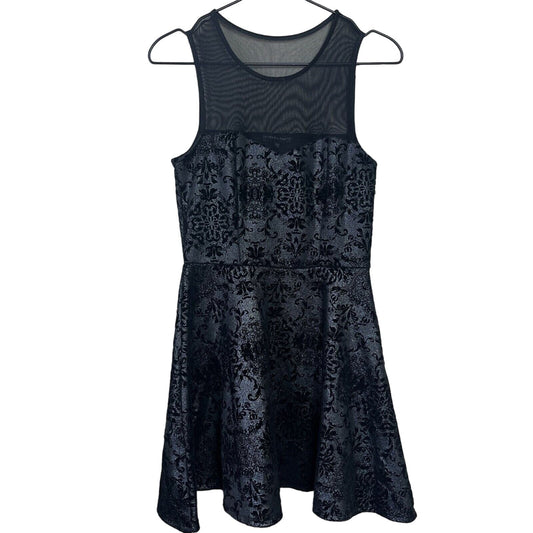 Three Pink Hearts Vintage M Mini Dress Cocktail Black and Silver Mesh Top