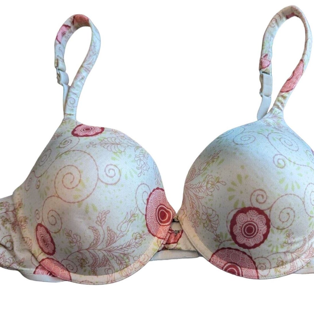 Total Solution by Maidenform Sz 38C T Shirt Bra Ivory Pink Floral