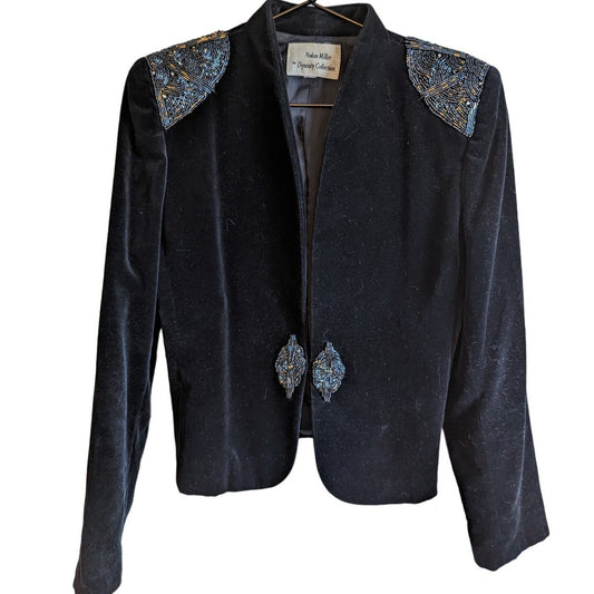 Vintage Nolan Miller the Dynasty Collection Blazer Size 6 Black Silver