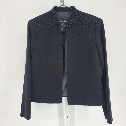 Vintage Positive Attitude Womens Sz 12 Formal Jacket Black Beaded Blazer