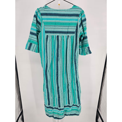 Vintage Only Necessities Womens Sz M Light Jade Stripe House Dress Nightgown