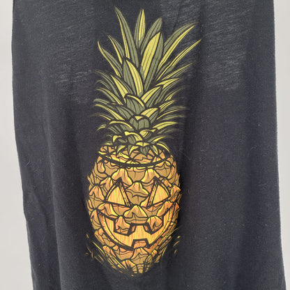 Project X Womens Sz XS Racerback Tank Top Hawaii Pineapple Jack-o-lantern Black