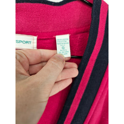 Vintage Milano Sport Womens S V Neck Cardigan Sweater Bright Pink Tunic Length