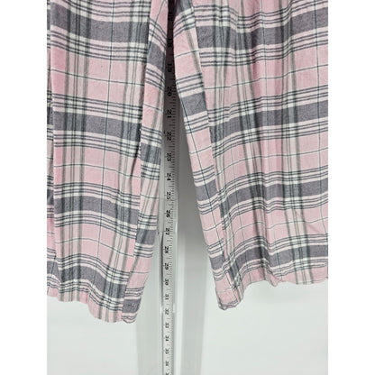 Bocabay Womens Sz 8 Pull On Capri Length Pants Pink Gray Plaid 100% Cotton