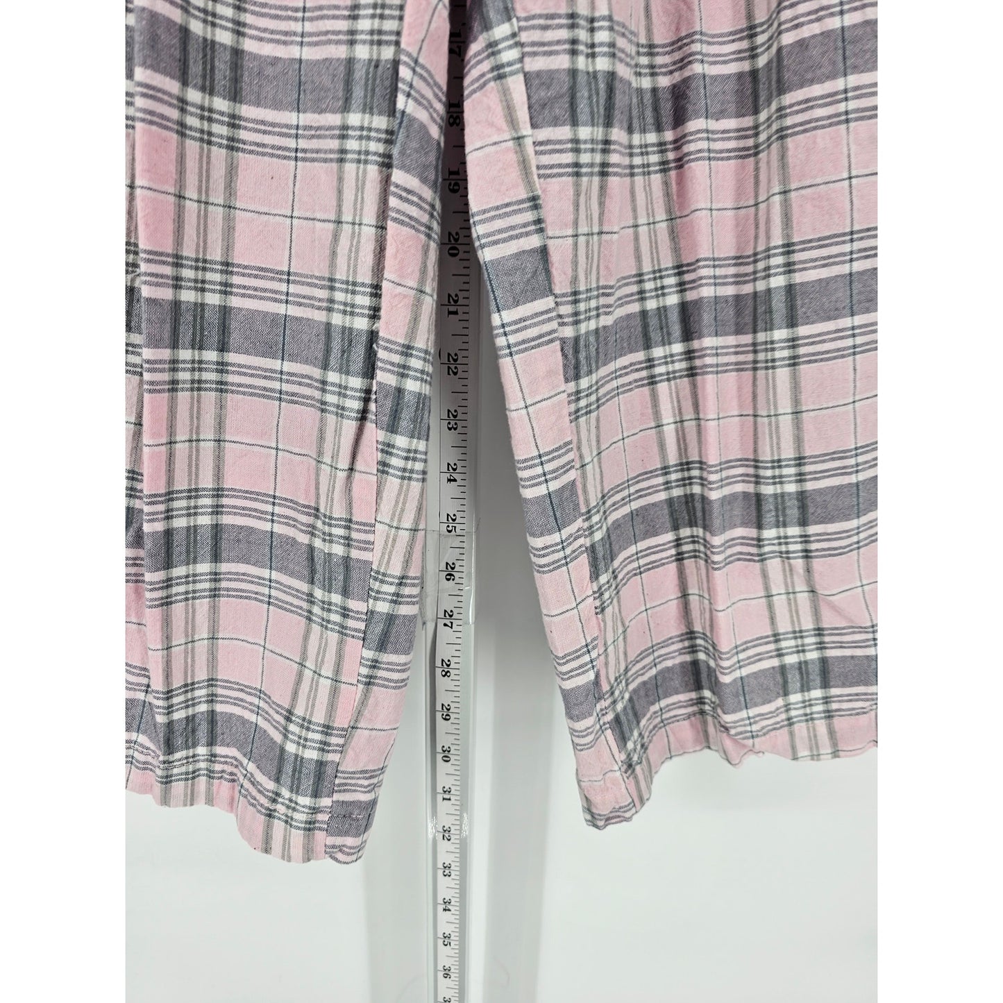 Bocabay Womens Sz 8 Pull On Capri Length Pants Pink Gray Plaid 100% Cotton