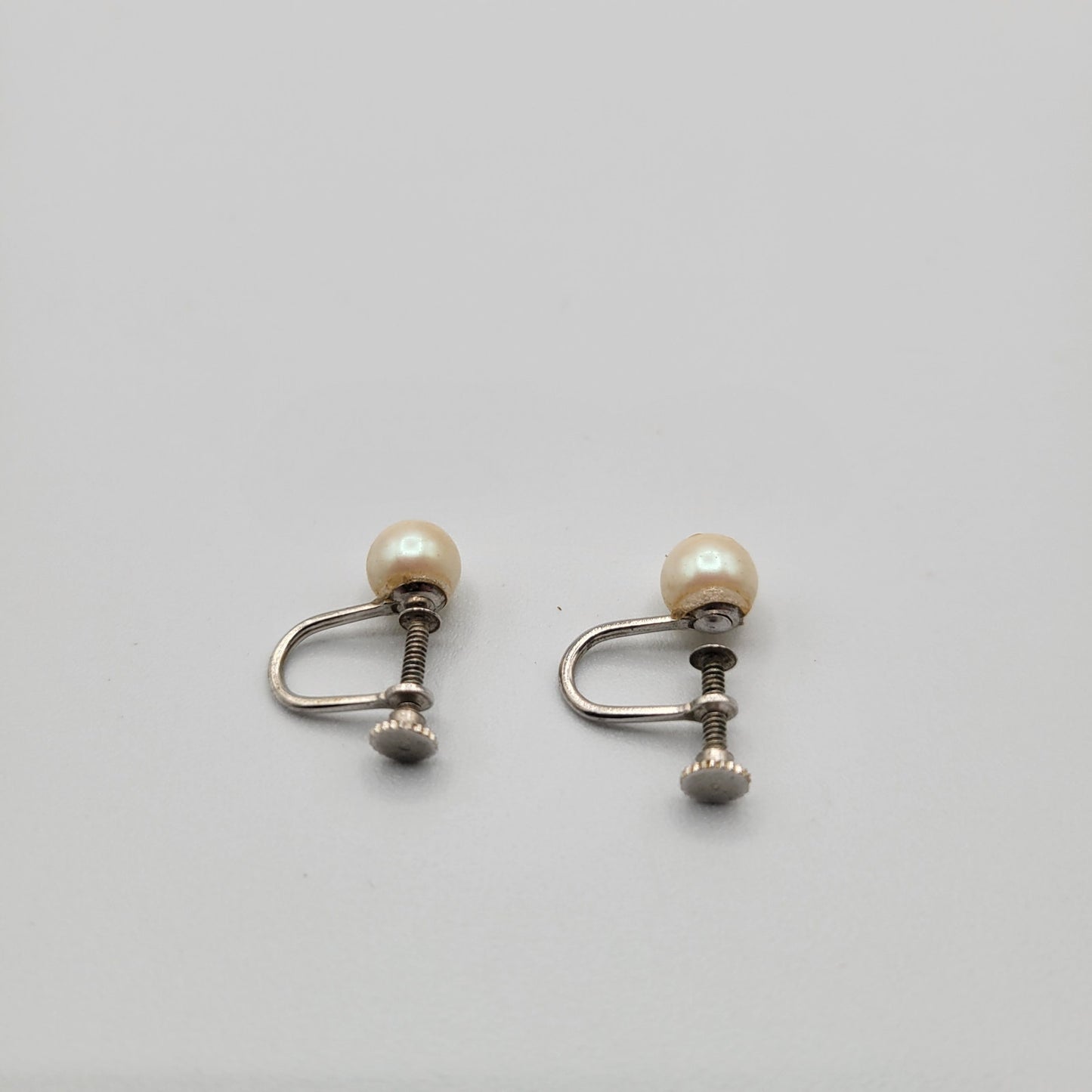 Vintage 1960s Classic Clip On Screw On Earrings Round Pearl Studded