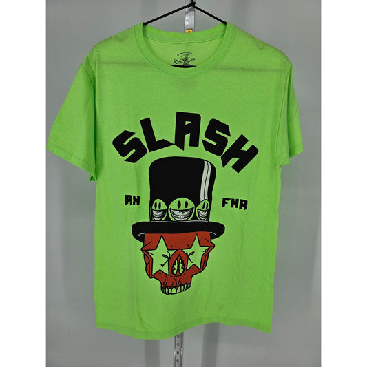 Slash Mens Sz S Short Sleeve T Shirt Bright Green Black Skull Top Hat Guitarist