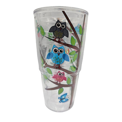 Tervis Insulated Plastic Tumbler NO LID Colorful Owl Print On Tree