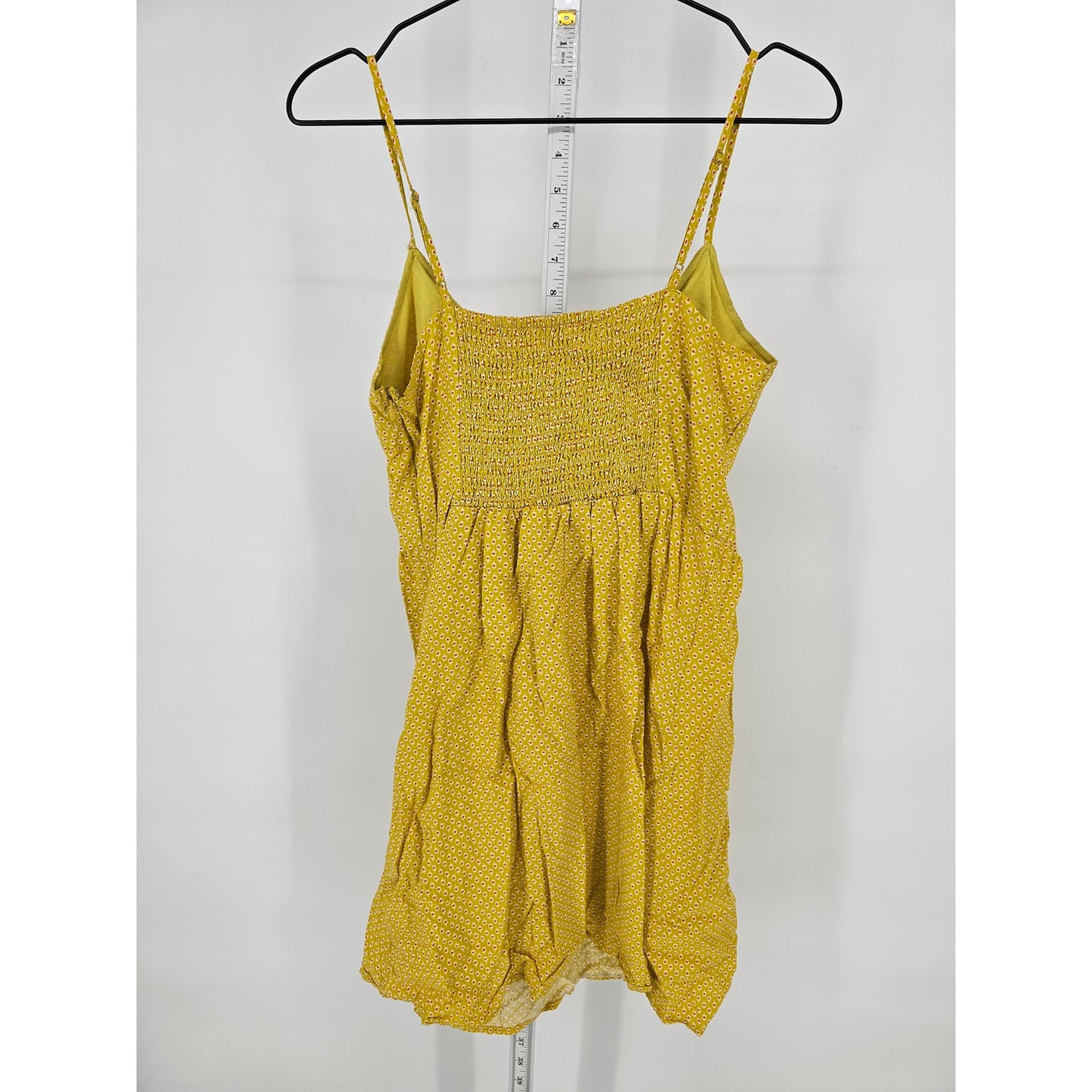 Old Navy Womens Sz M Sleeveless Sundress Dress Mustard Yellow Floral