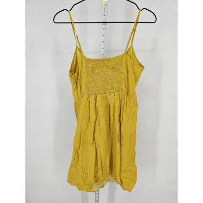 Old Navy Womens Sz M Sleeveless Sundress Dress Mustard Yellow Floral