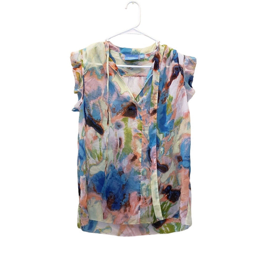 Simply Vera Wang Womens Sz M Sleeveless PAstel Watercolor Print Blouse