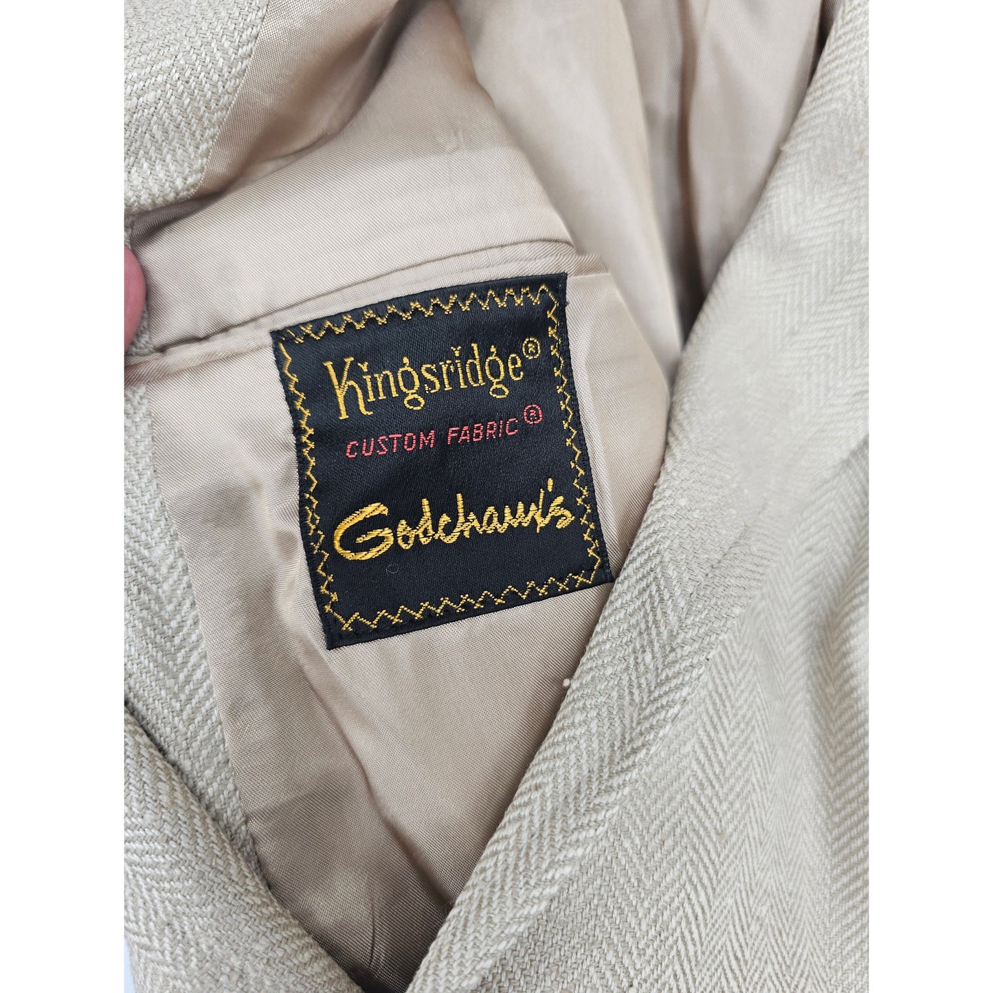 Vintage Kingsridge Godchams Mens 2 Button Suit Blazer Beige Tan