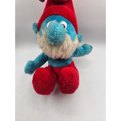 Vintage 1980s Wallace Berry Papa Smurf Plush Stuffed Animal Blue