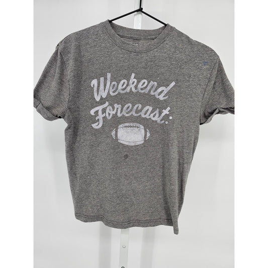 Fifth Sun Womens Sz XS Short Sleeve T Shirt Weekend Forecast Football Gray