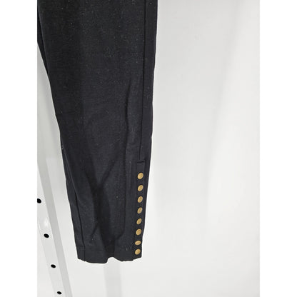 Cass Womens Sz M Pull On Skinny Leg Leggings Black Gold Studded Ankle