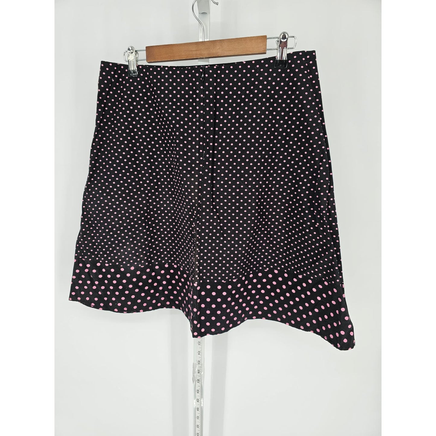 Vintage Y2K Juniors Sz 13 A Line Mini Skirt Black Pink Polka Dot