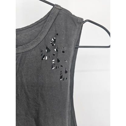 Billabong Womens Sz S Sleeveless Mini Dress Charcoal Gray Cutouts Cotton