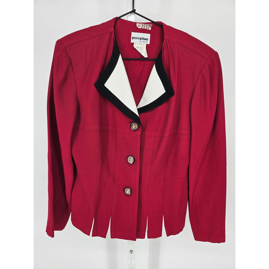 Vintage 1980s Perceptions by Irene B Womens Sz 8 Blazer Suit Jacket Red Black
