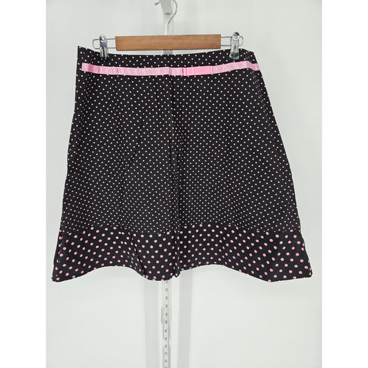 Vintage Y2K Juniors Sz 13 A Line Mini Skirt Black Pink Polka Dot