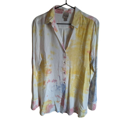 Como Vintage Womens Sz M Button Down Tie Dye Shirt Lightweight