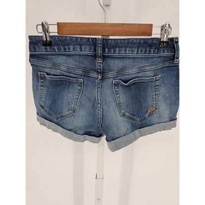 Express Jeans Womens Sz 0 Medium Wash Blue Jean Shorts Cuffed