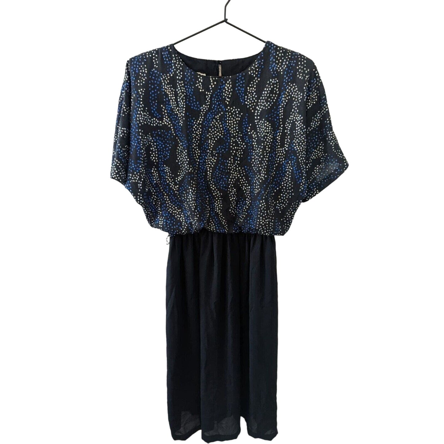 Vintage Pellini after 5 by Von Bramlett Sz 6 Midi Dress Formal Black Rhinestones