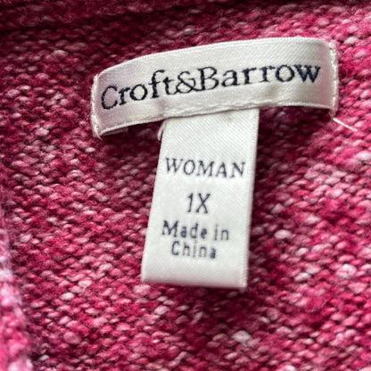 Croft & Barrow Womens Sz 1X V Neck Pullover Knit Sweater Pink