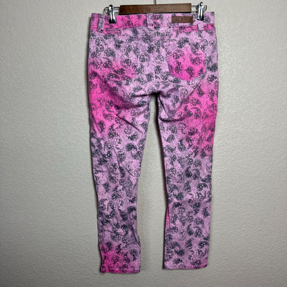 Jalate Juniors Sz 11 Bright Pink Skinny Jeans Paisley Print