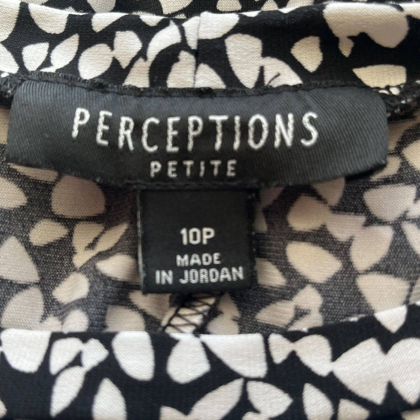 Perceptions Petite Womens Sz 10P Midi Dress Black White Belted Career