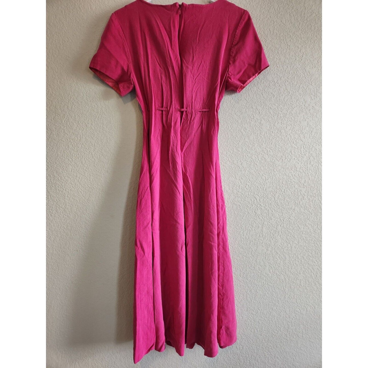 Vintage 1970s Sharon Young Dresses Womens Sz S Midi Dress Bright Pink