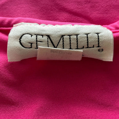 Vintage Gemilli Womens Sz M Short Sleeve T Shirt Pink Square Neck Nylon