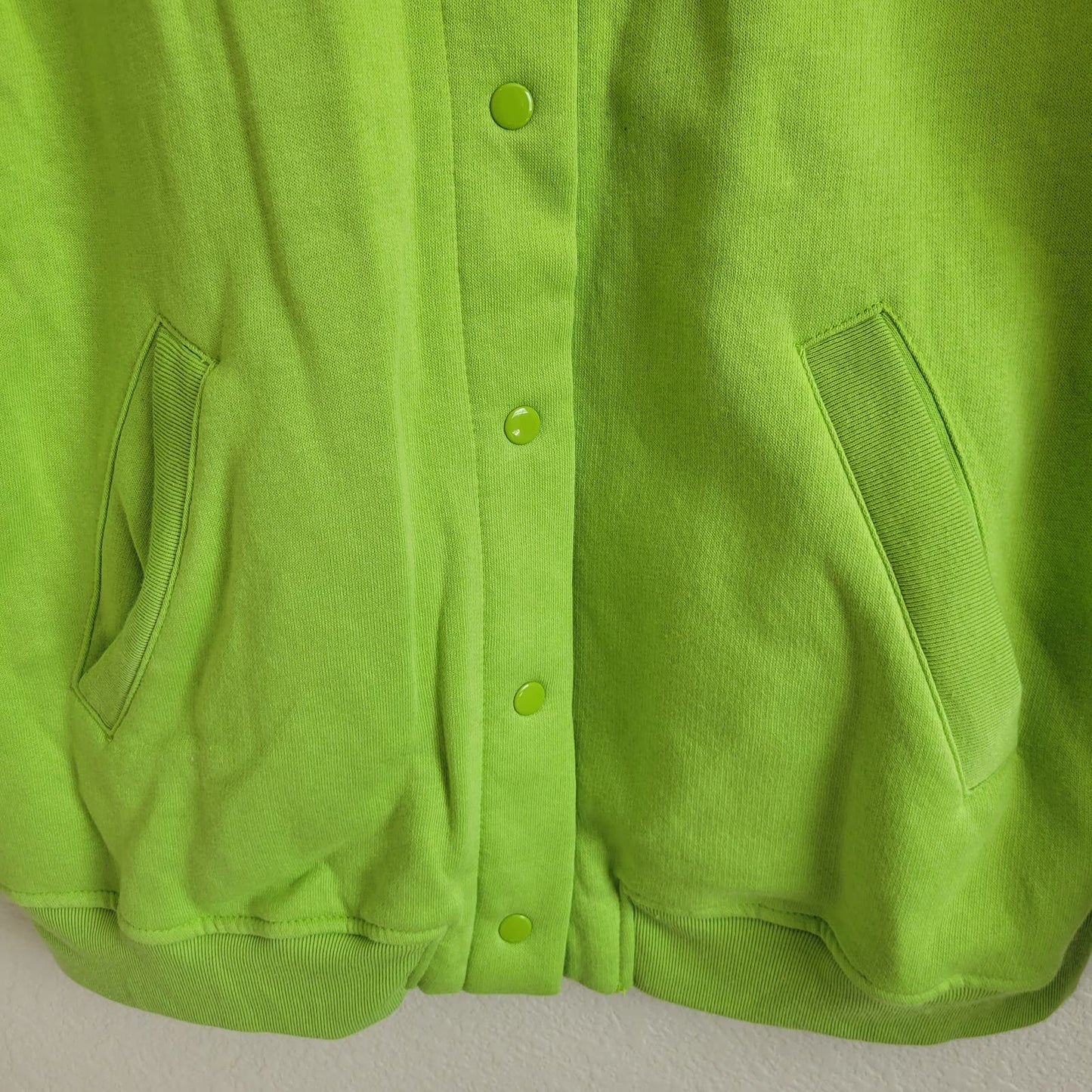 Blair Womens Sz L Snap Front Sweater Jacket Bright Lime Green Cotton Blend