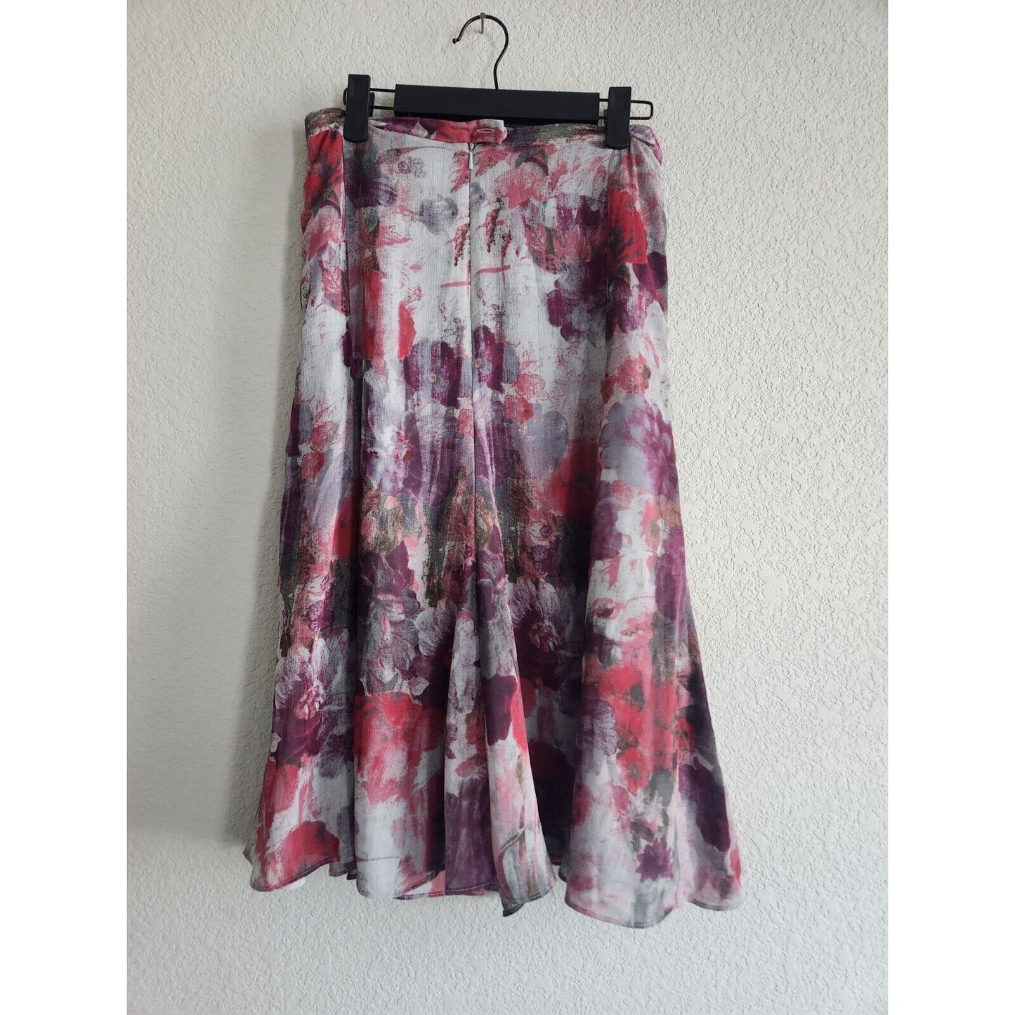 Sag Harbor Womens Sz 10 A Line Midi Skirt Pink Purple Floral