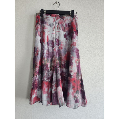 Sag Harbor Womens Sz 10 A Line Midi Skirt Pink Purple Floral