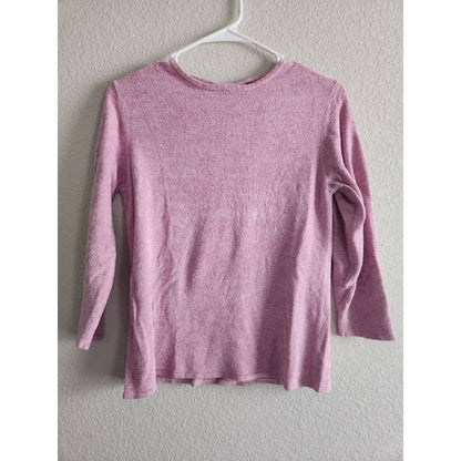 Vintage 1990s Heirloom Collectibles Womens Sz L Light Pink Fuzzy Sweater