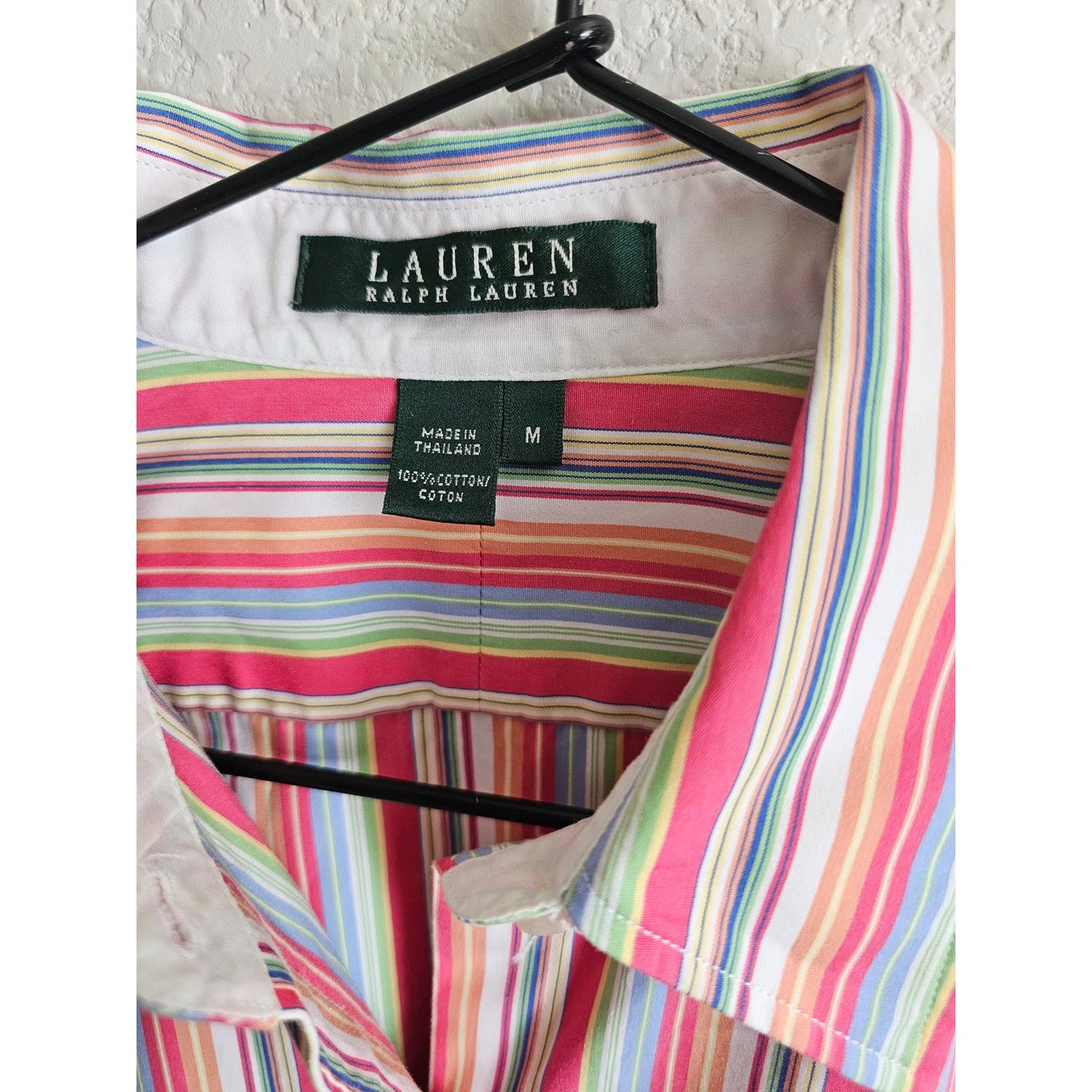 Lauren Ralph Lauren Womens Sz M Long Sleeve Button Up Shirt Rainbow Striped