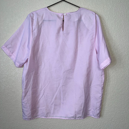 Vintage Orare Womens Sz L Short sleeve Light Pink Blouse