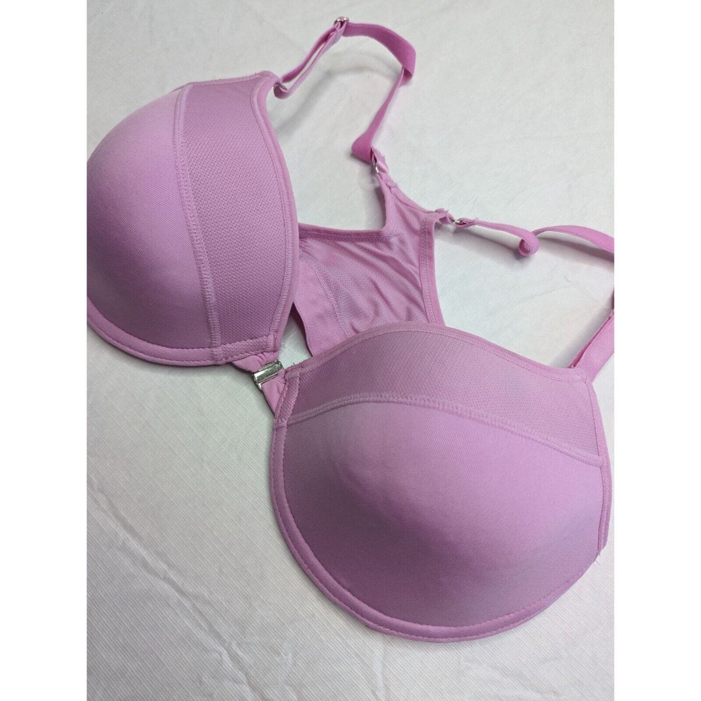 Danskin Now Womens Sz 36B Light Purple Front Clasp Bra Padded